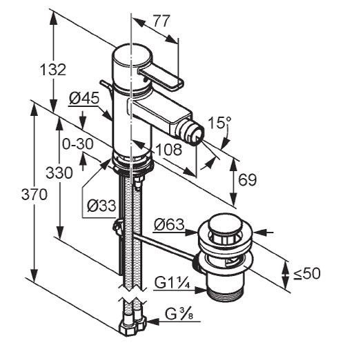 Смеситель для биде Kludi Zenta  385309175 хром/белый