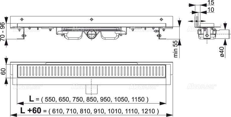 Душевой лоток AlcaPlast APZ104-650 с опорами