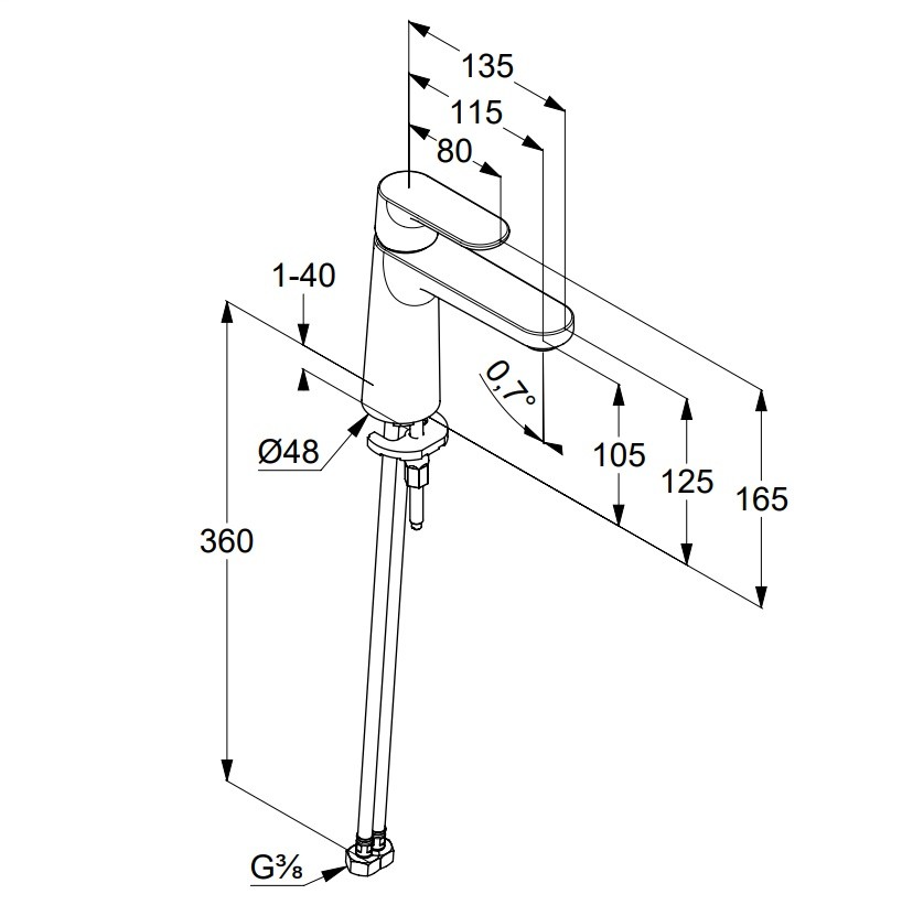 Смеситель для раковины Kludi Louva 242823975 черный матовый