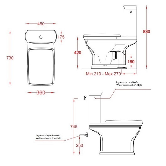 Унитаз напольный-компакт ArtCeram Civitas CIV004 03;00 черный, без сиденья
