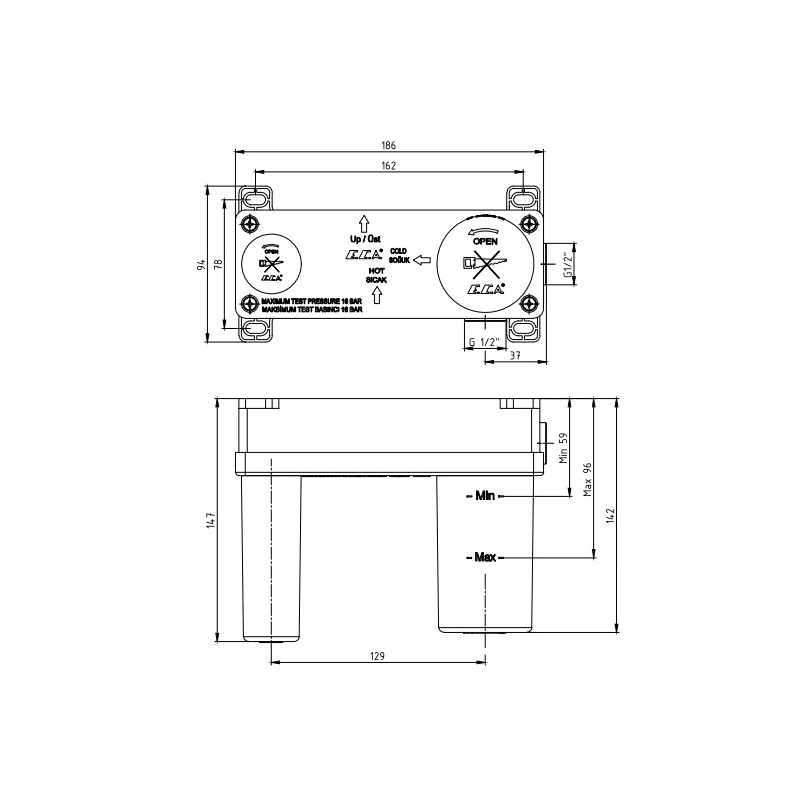 Скрытая часть для настенного смесителя E.C.A. 102166601EX