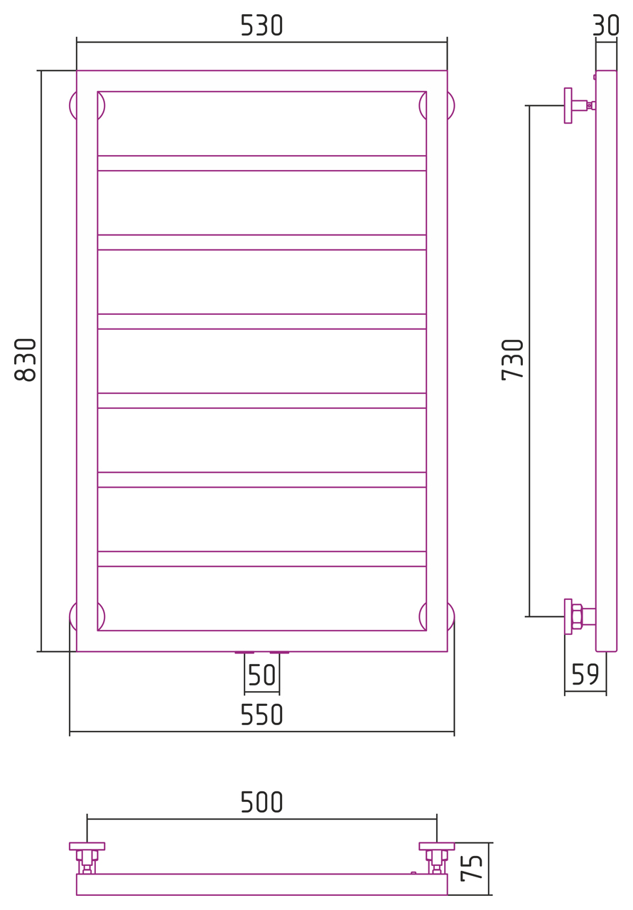 Полотенцесушитель водяной Сунержа Канцлер 80х50 золото матовое