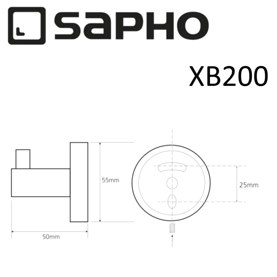 Крючок Sapho X-ROUND BLACK XB200 черный