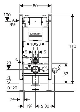 Инсталляция для подвесных унитазов Geberit Omega 12 111.060.00.1