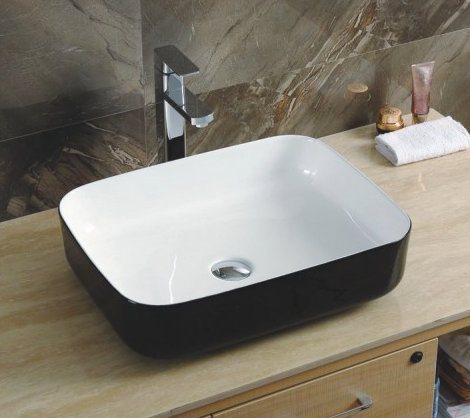Раковина накладная 50см Gid Nc366 белый/чёрный