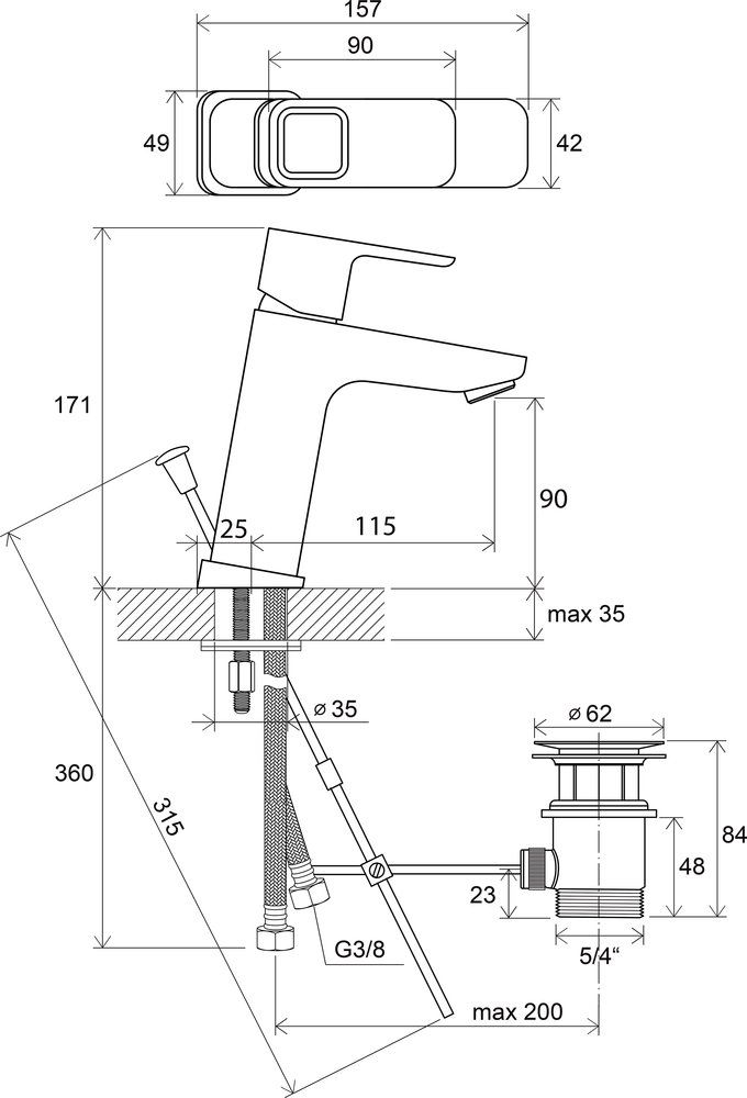 Смеситель для раковины Ravak 10° X070061 хром