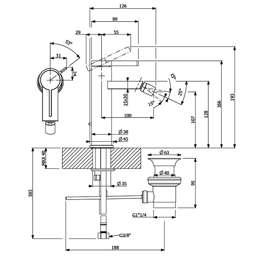 Смеситель для биде Villeroy & Boch Dawn TVB10620115061 хром