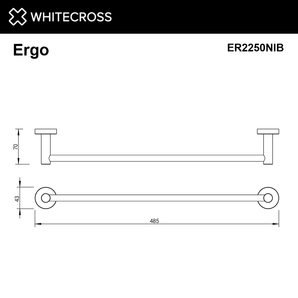 Полотенцедержатель 450 мм. WHITECROSS Ergo ER2250NIB (брашированный никель)