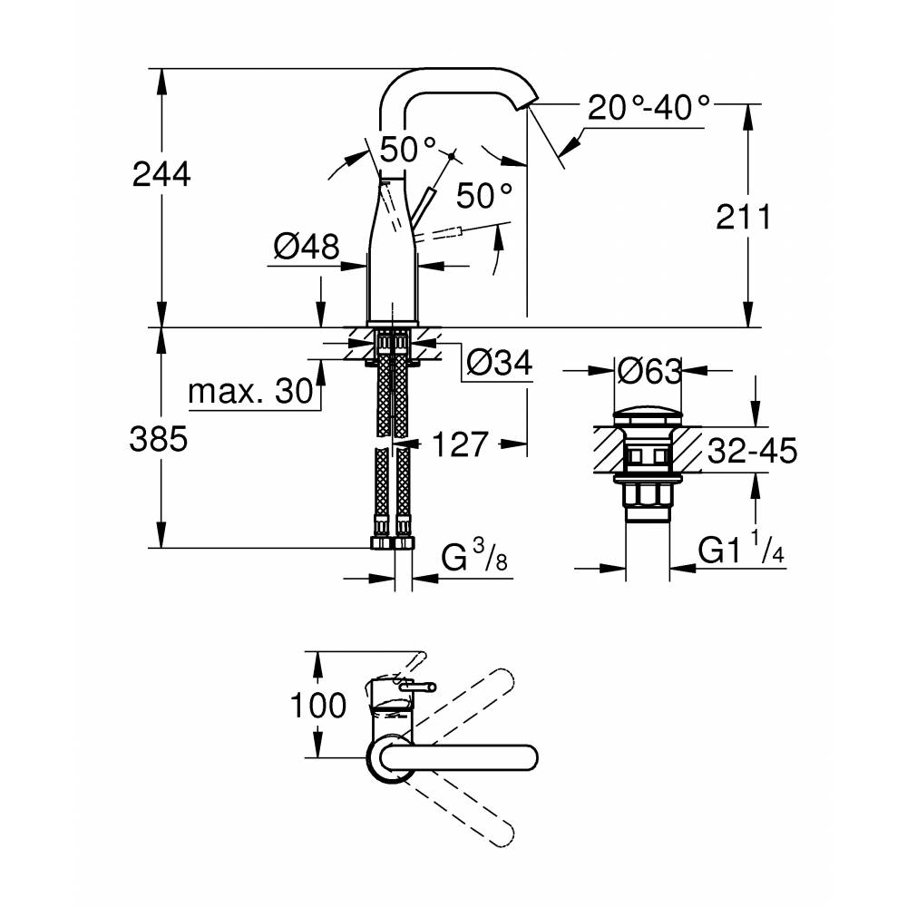 Смеситель для раковины Grohe Essence 23799001 хром