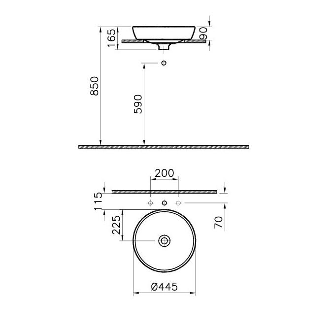 Раковина накладная 45см Vitra Metropole 5940B003-0012 белый