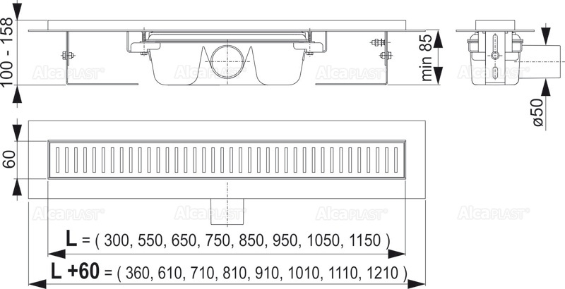 Душевой лоток AlcaPlast APZ1-850 с опорами