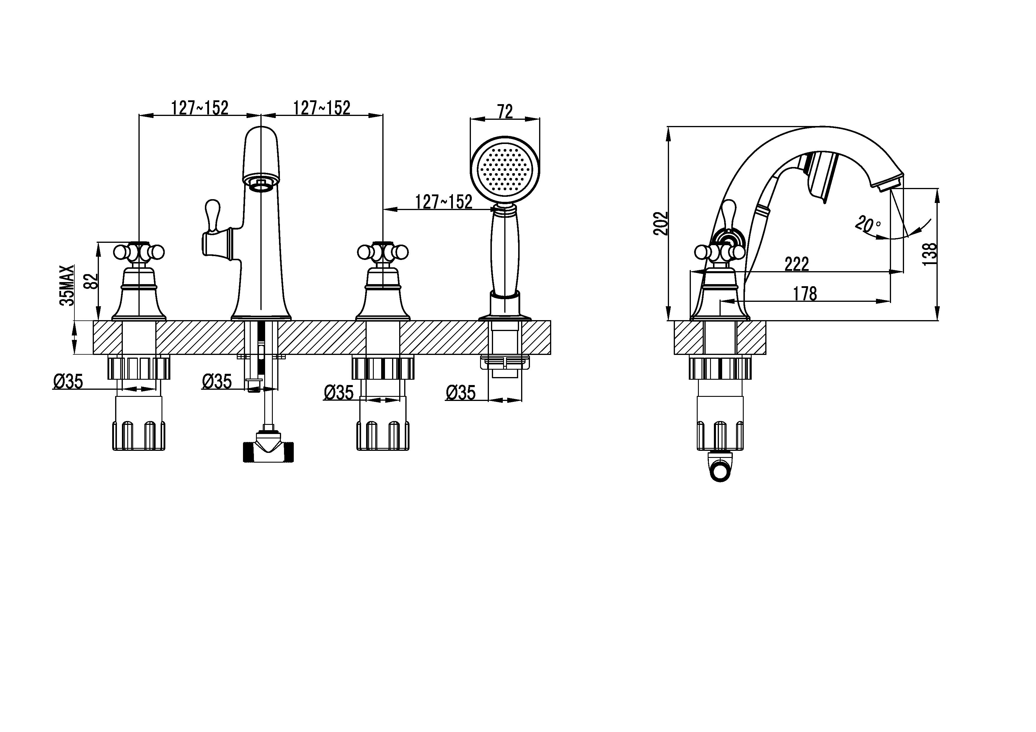 Смеситель для ванны с душем Lemark Vintage LM2841B бронза