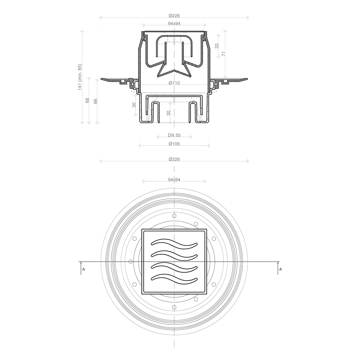 Душевой трап Pestan Confluo Standard 13000022 с решеткой