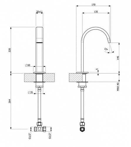 Излив для раковины Villeroy & Boch Dawn TVW10612015161 хром