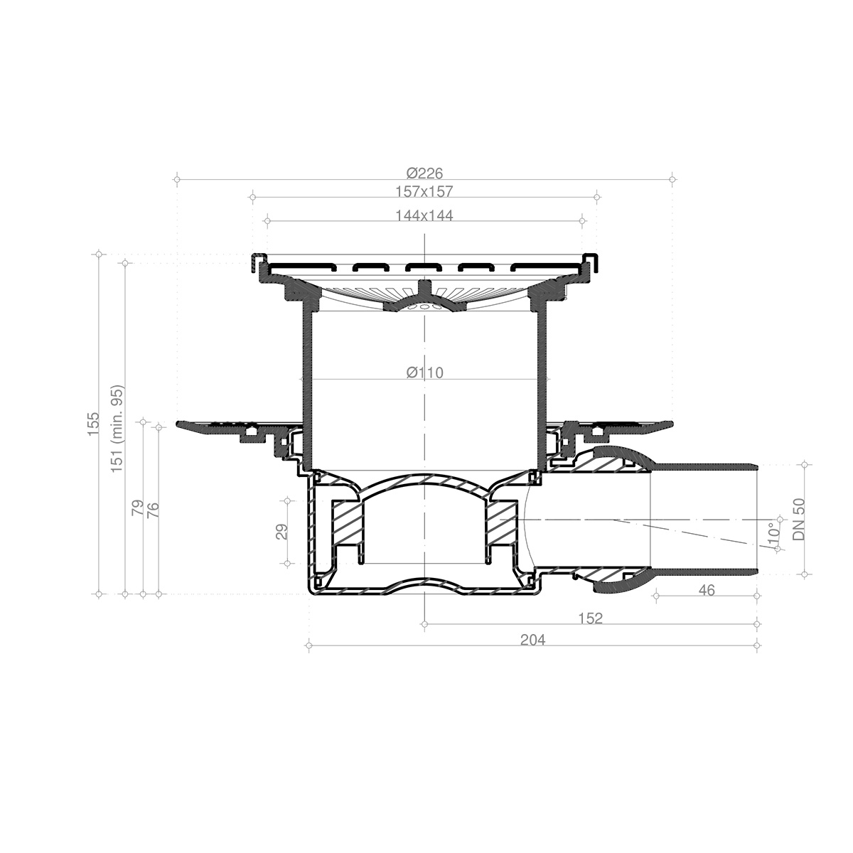 Душевой трап Pestan Confluo Standard 13000072 с решеткой