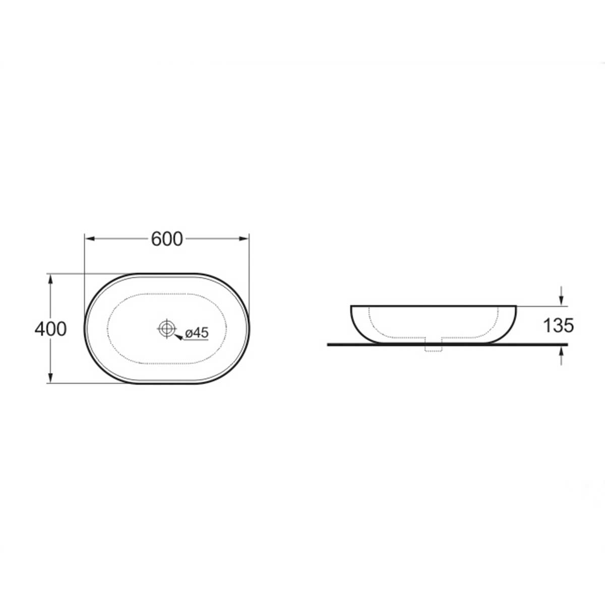 Раковина накладная 60см Vincea VBS-113G1 золото