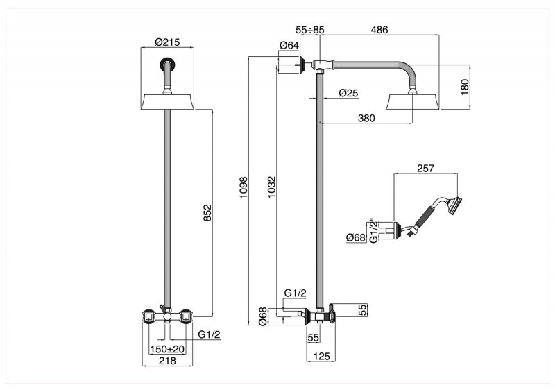 Душевая стойка Cezares OLIMP-CD-01-M хром