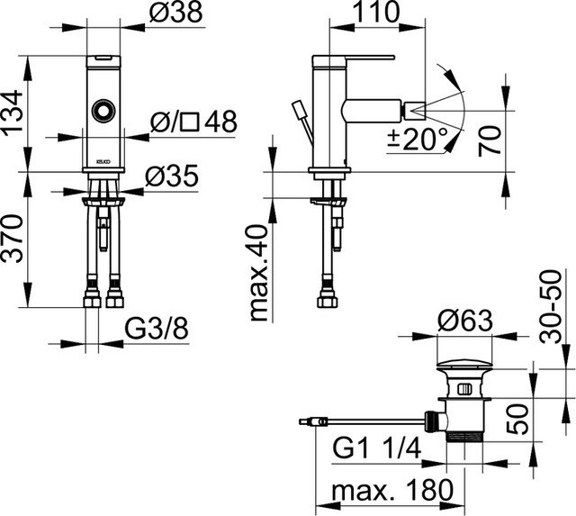 Смеситель для биде Keuco IXMO FLAT 59509373000 черный матовый