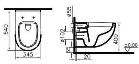 Комплект подвесного унитаза Vitra S40 9860B003-7200 с инсталляцией и кнопкой, сиденье микролифт