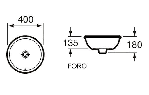 Раковина встраиваемая сверху 40см Roca Foro 327872000 белый