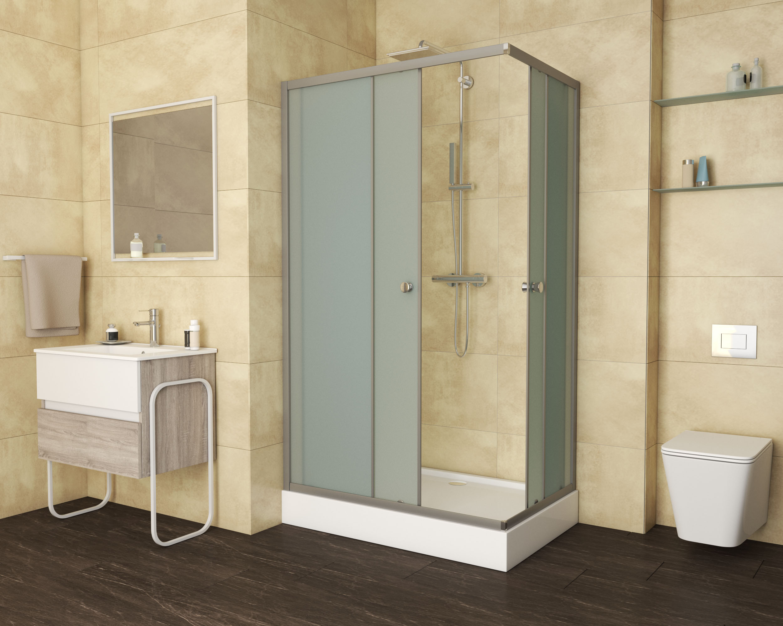 Душевой угол Niagara NG- 012-14Q 120x80x195 профиль хром матовый, стекло матовое