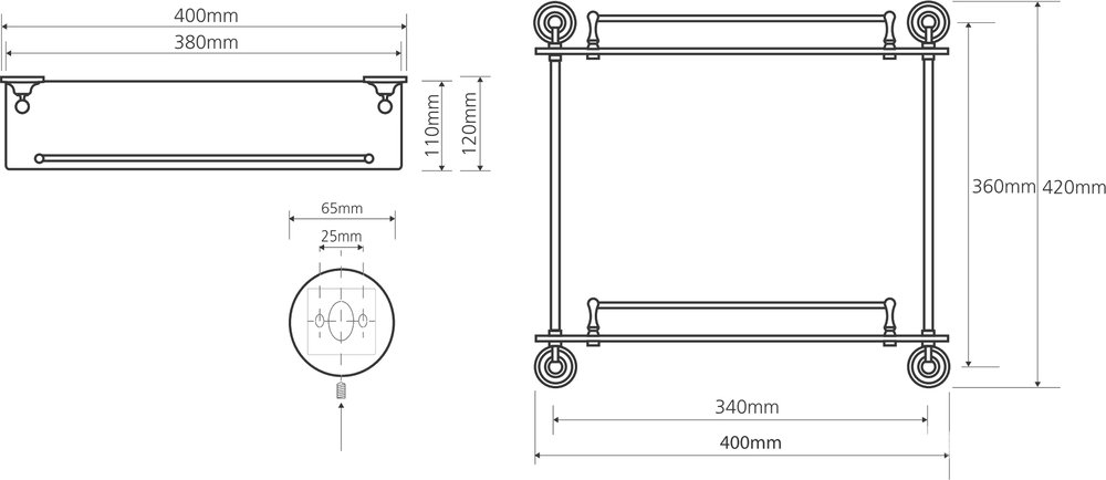 Полочка Bemeta Retro Gold and Сhrom 144202128 Золото хром