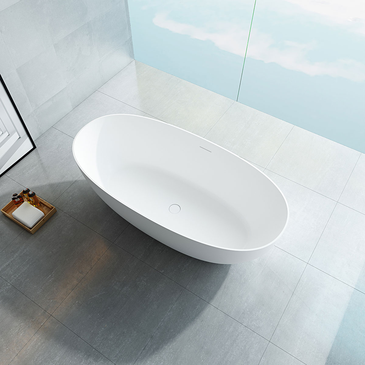 Ванна из искусственного камня 170х75 Vincea VBT-6S01MW белый матовый