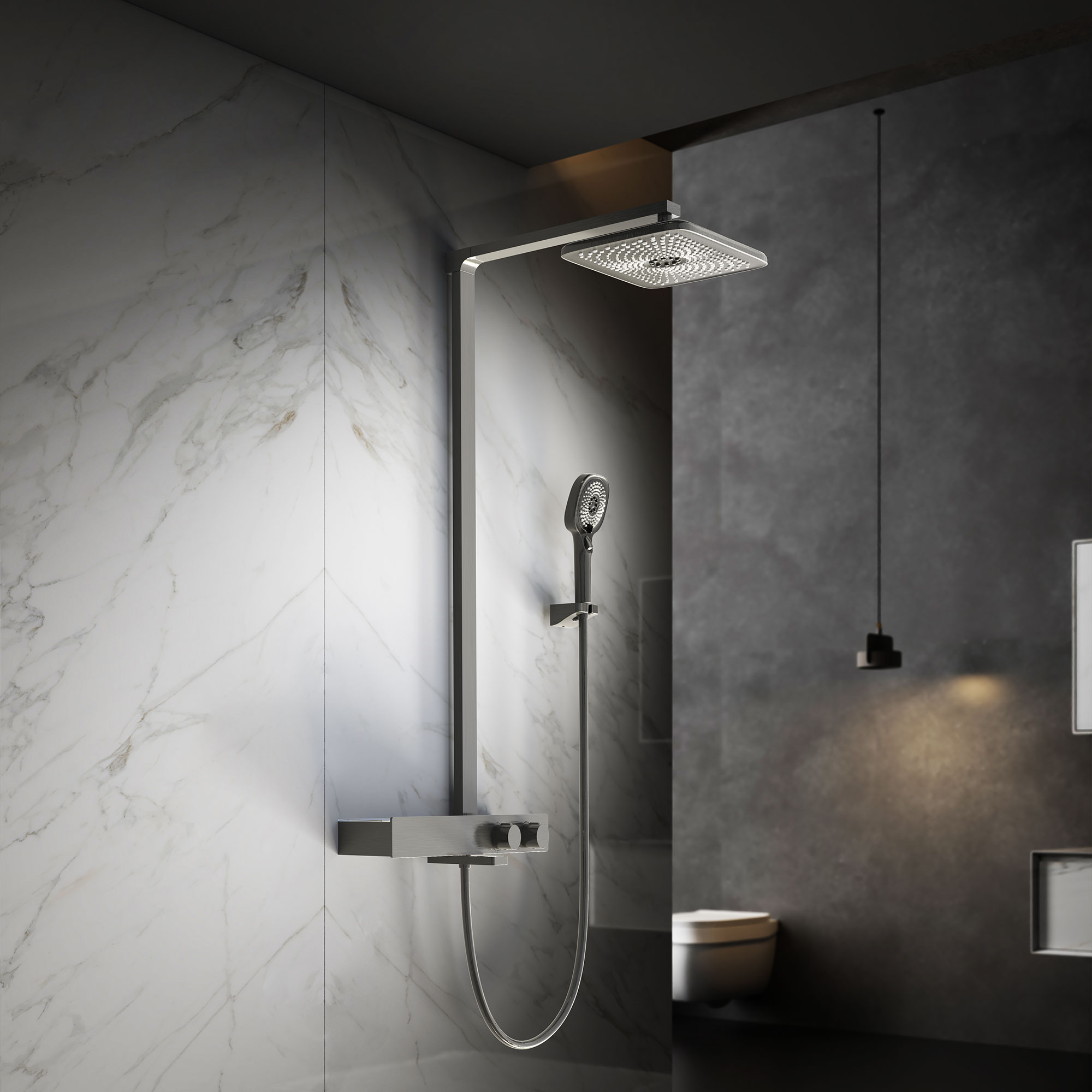 Душевая стойка с термостатом Vincea Inspire VSFS-3I13TGM вороненая сталь