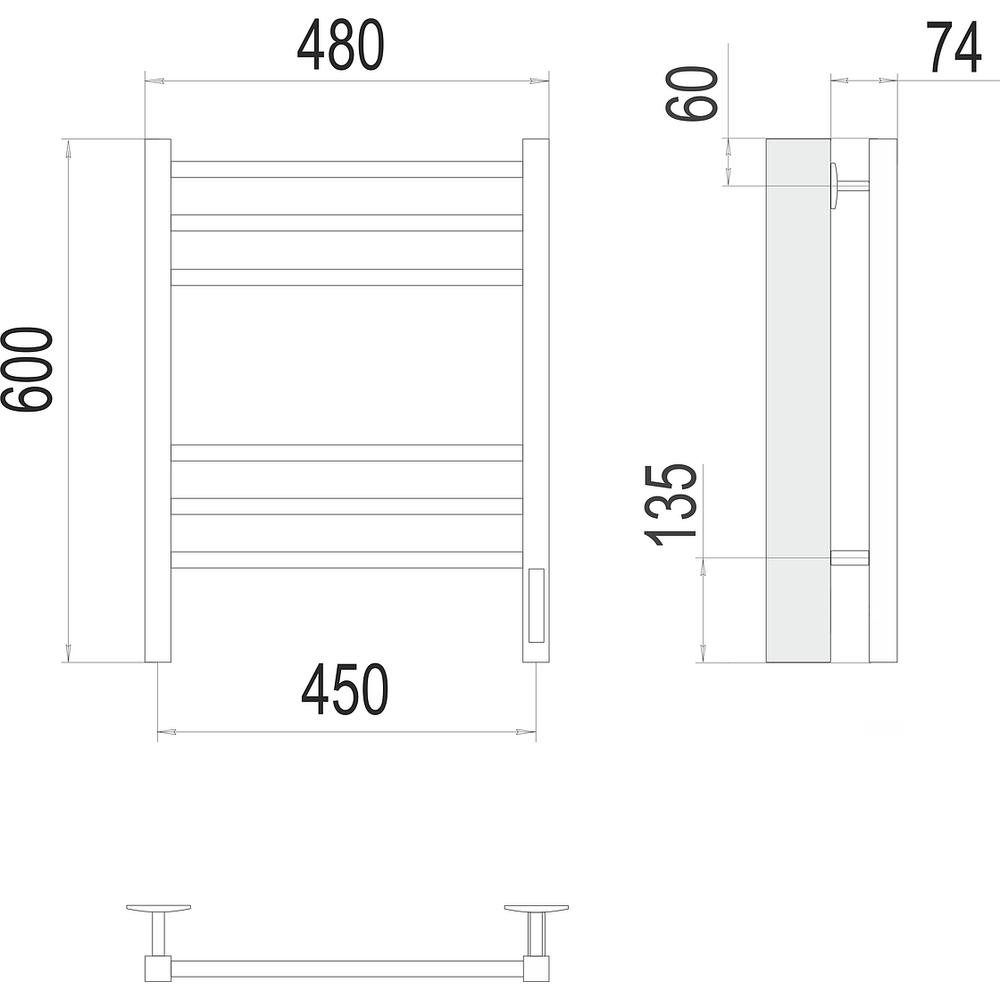 Полотенцесушитель электрический Terminus Ватикан П6 450х60 КС 905, черный