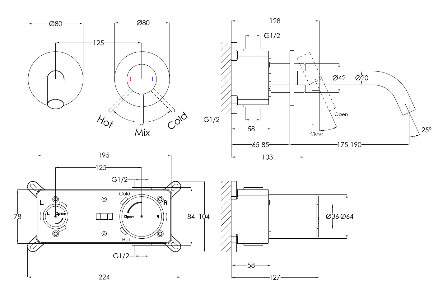 Смеситель для раковины встраиваемый Benesque Lumiere 10010306 бронза брашированная
