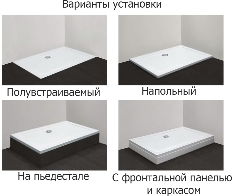 Поддон из стеклокомпозита Cezares Tray M AH 120x80x4 Белый