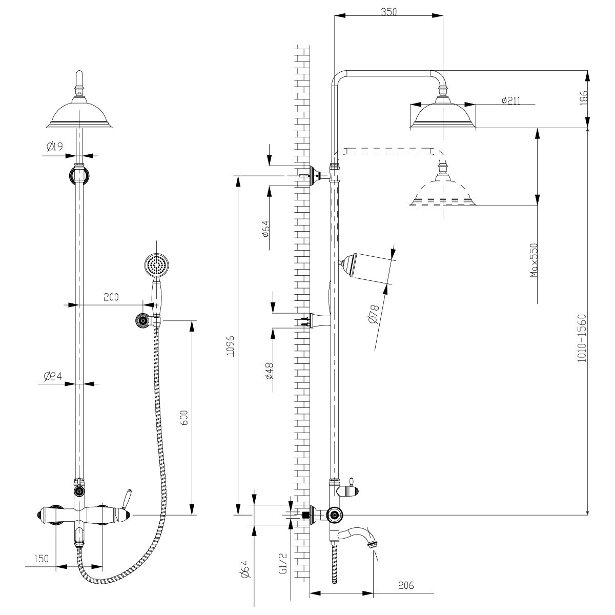 Душевая стойка Lemark Spark LM6762RG золото