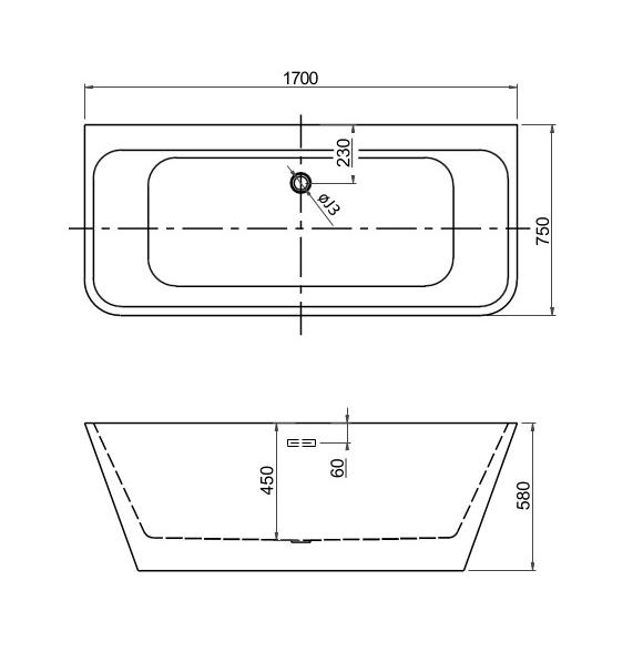Ванна отдельностоящая 170х75см Aquatek ЭЛЕГИЯ белый