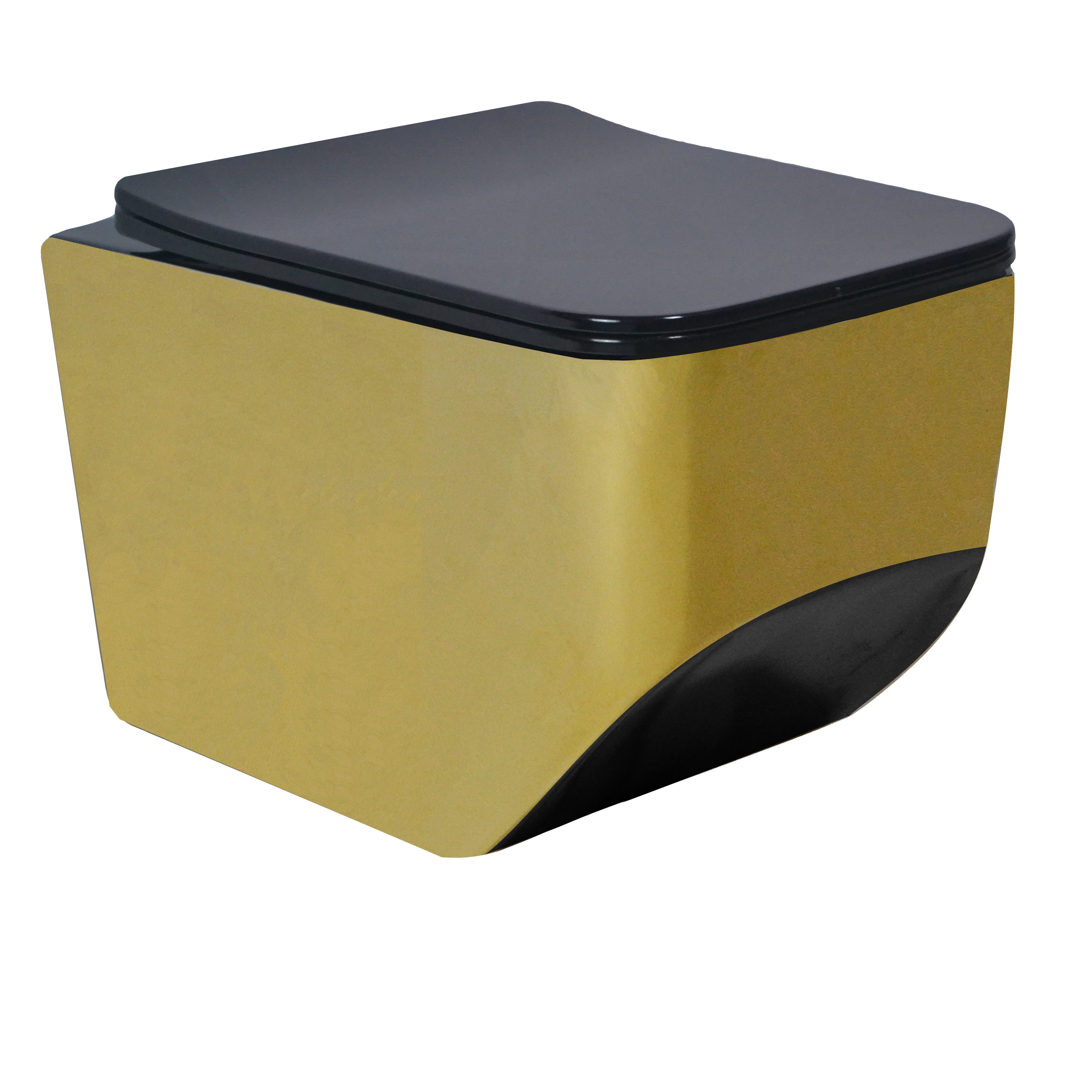 Унитаз подвесной Esbano BURGOS черный/золото, с сиденьем микролифт