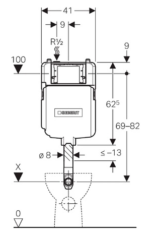 Бачок скрытого монтажа для приставных унитазов Geberit Sigma 8 109.791.00.1
