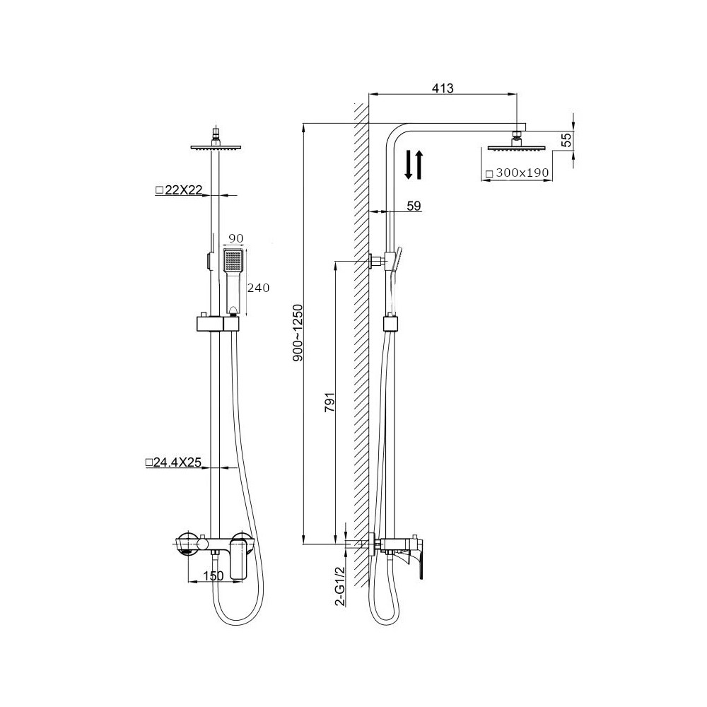 Душевая система D&K Berlin DA1433726A02, белый
