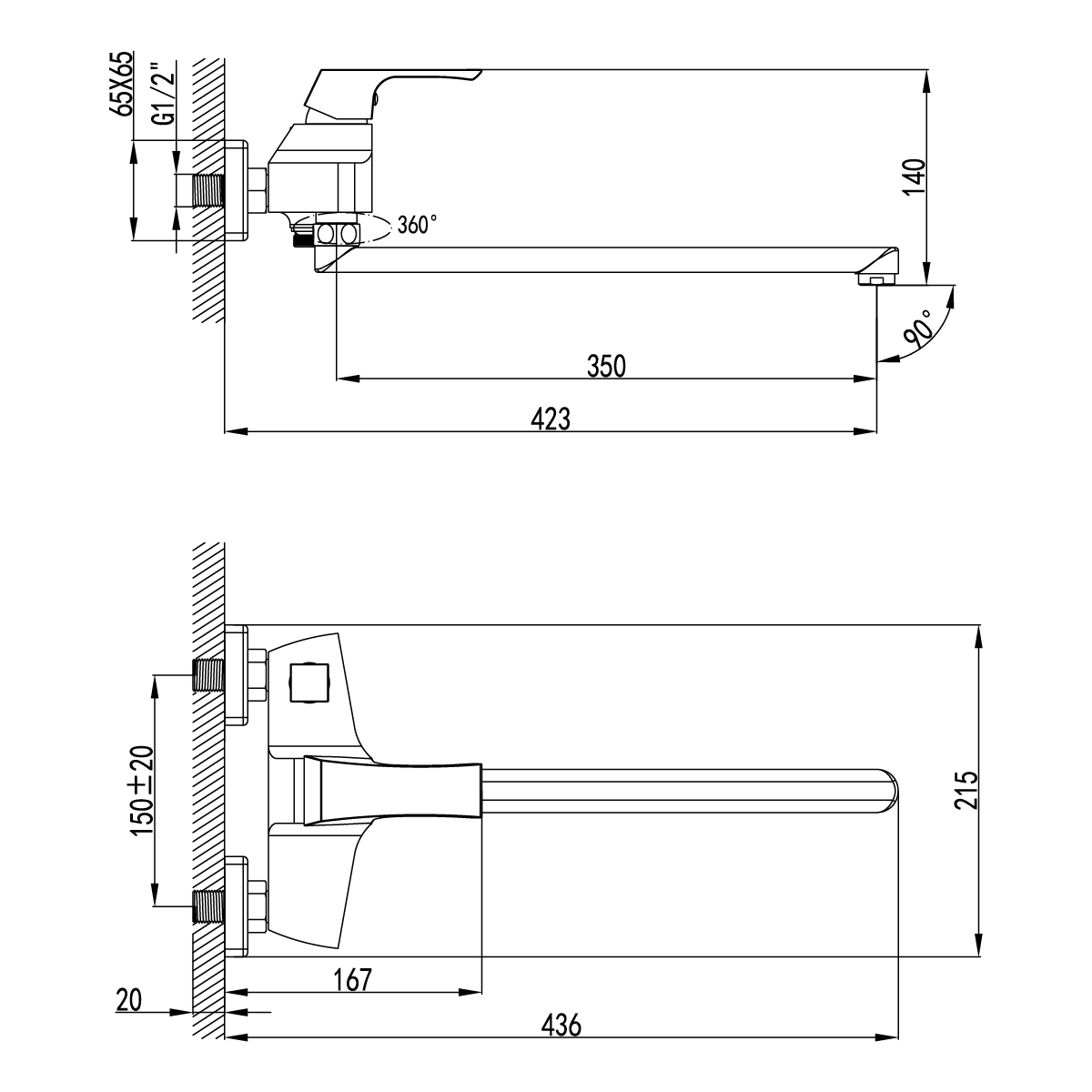 Смеситель для ванны с душем Lemark Unit LM4517C хром