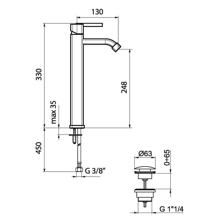 Смеситель для раковины Webert Azeta AZ830402015, хром