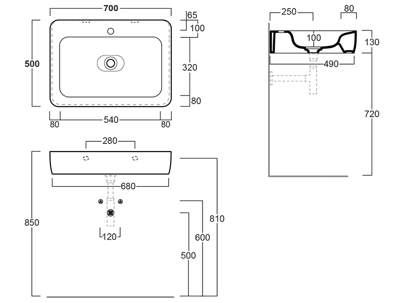 Раковина накладная/подвесная 70см Simas Henges HE10 белый