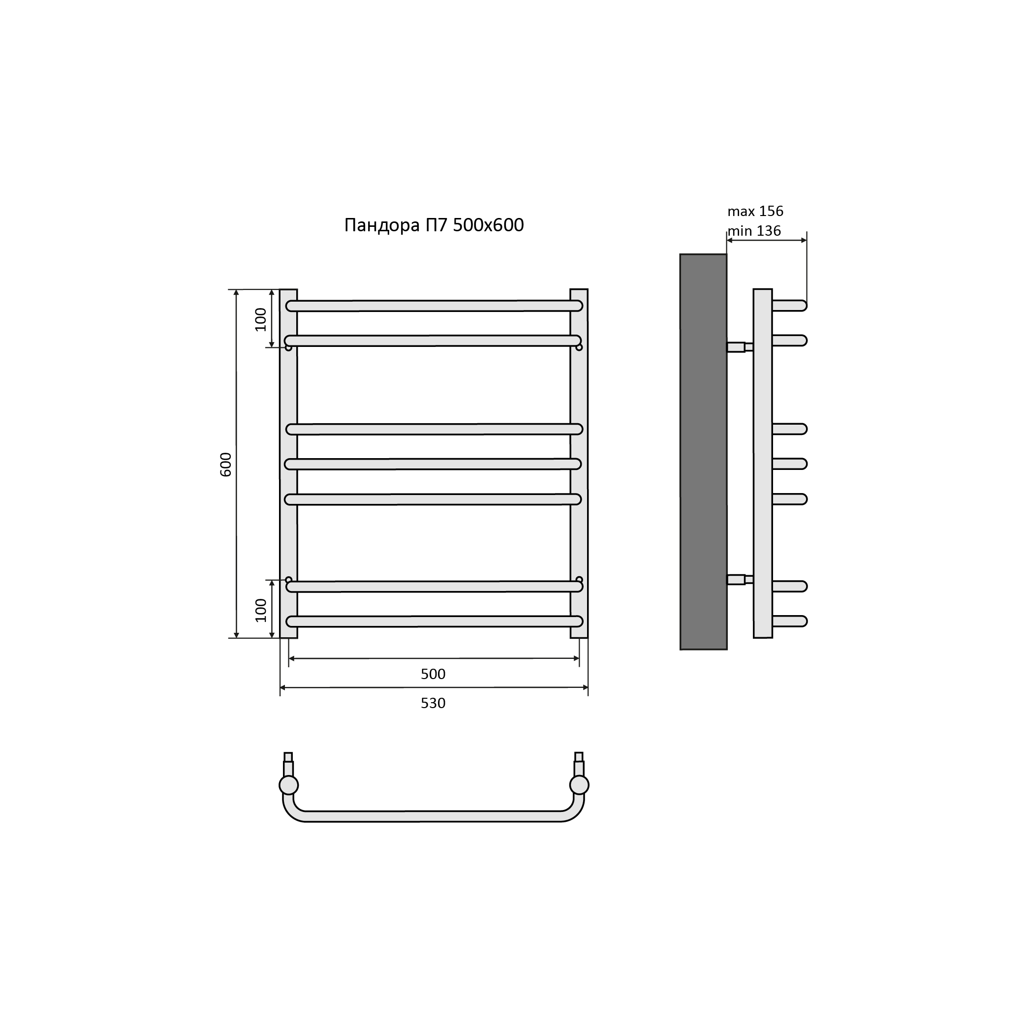 Полотенцесушитель водяной Aquatek Пандора AQ RRС0760CH 60х50 хром