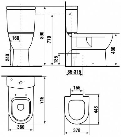 Унитаз напольный Jika Mio 8.2471.6.000.000.1 белый, без бачка и сиденья