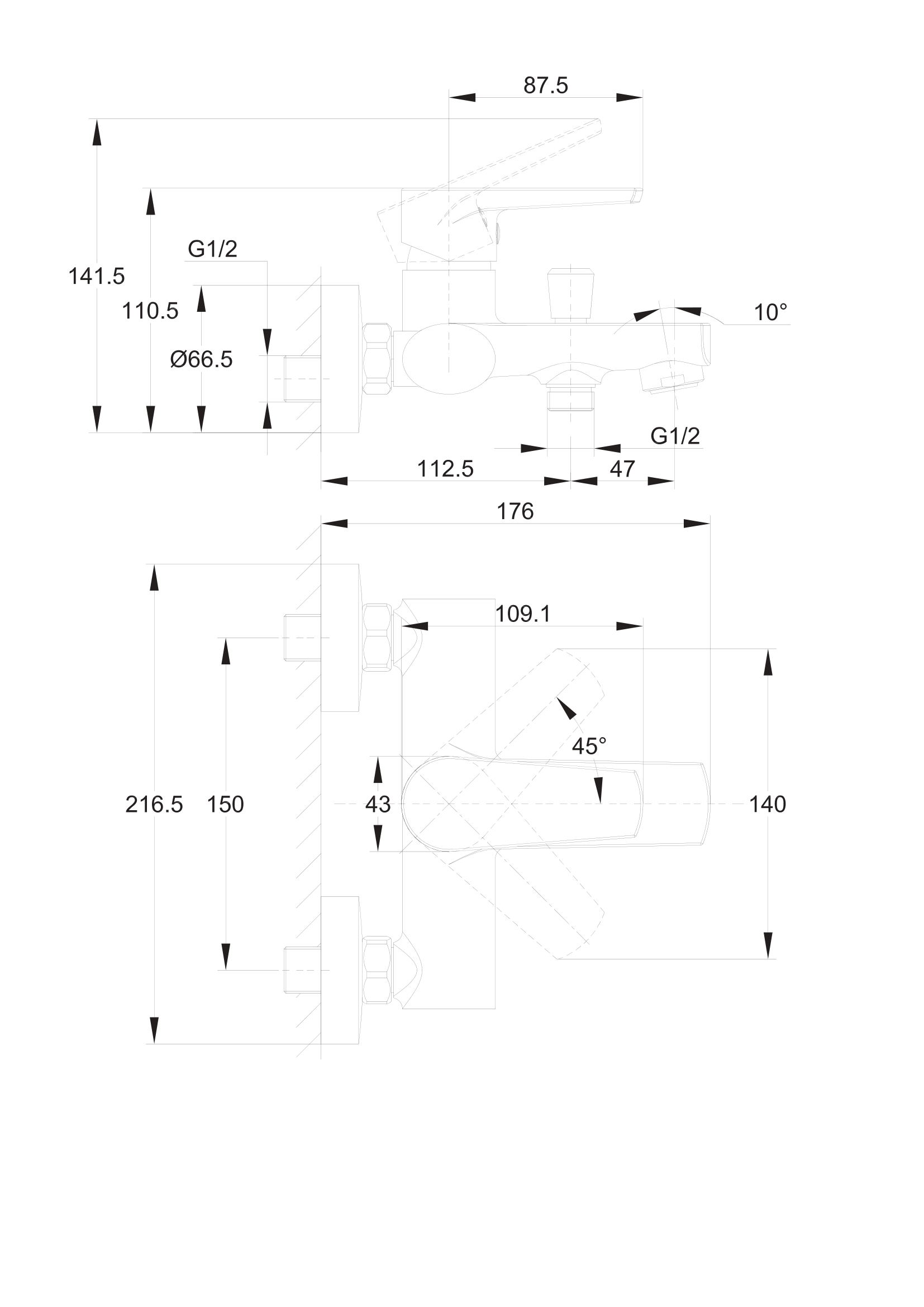 Смеситель для ванны с душем Cersanit MODUO 64097 хром