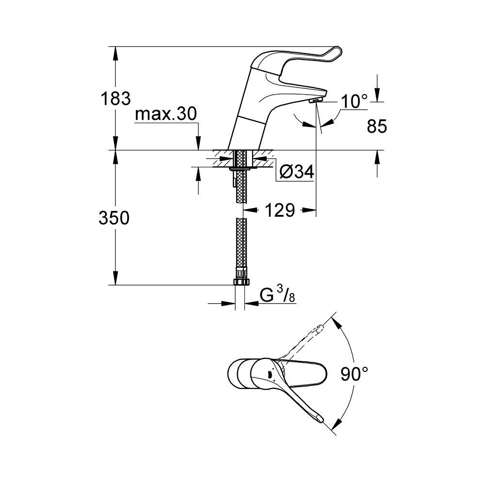 Смеситель для раковины Grohe  32790000 хром