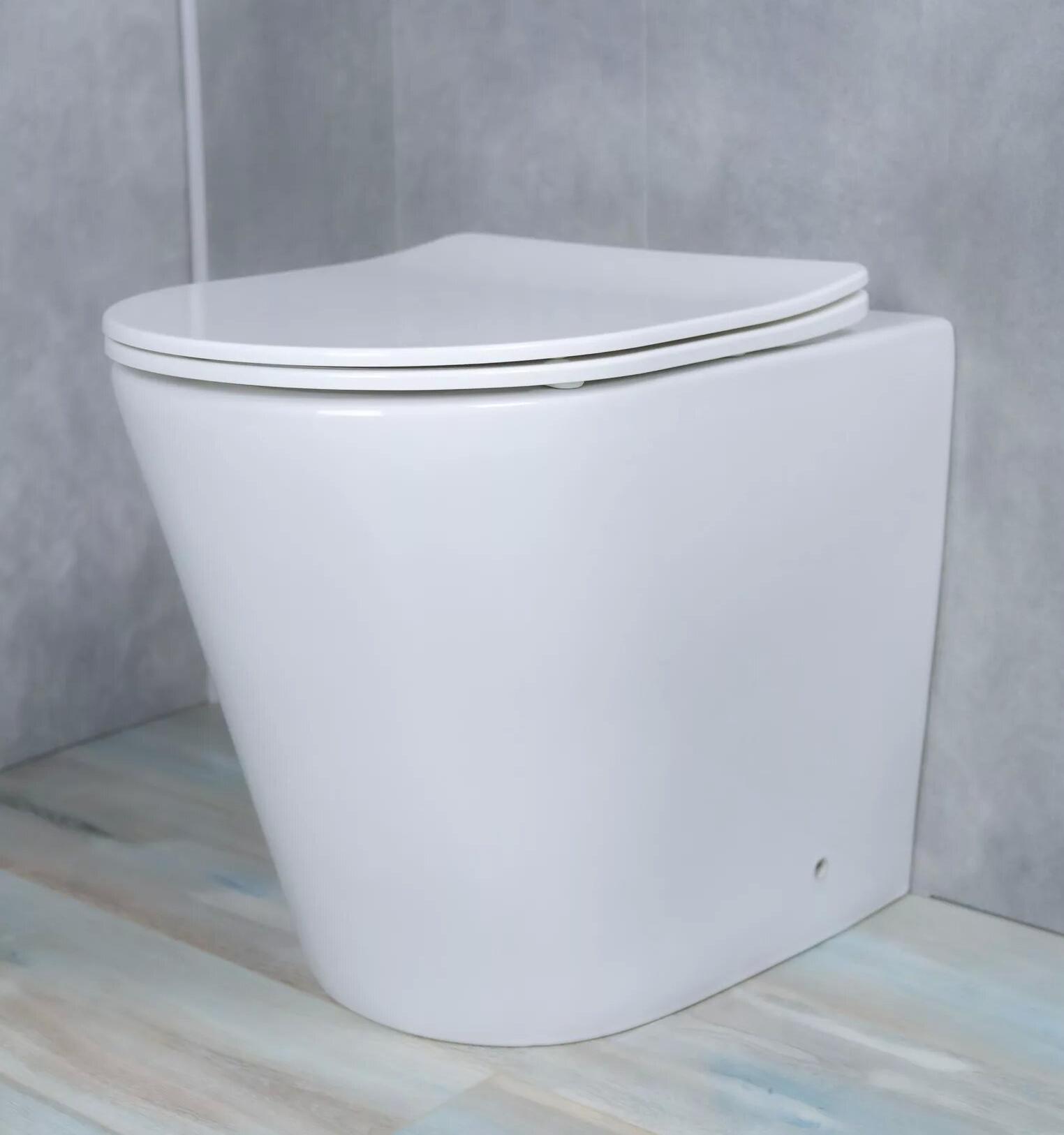 Унитаз приставной безободковый GID TRS-263 с сиденьем микролифт, белый