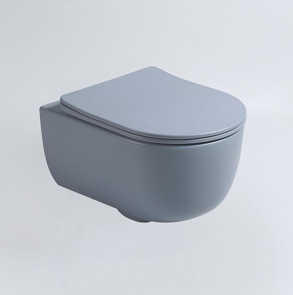 Унитаз подвесной безободковый Vincea Evo VT1-34SMO голубой матовый, с сиденьем микролифт