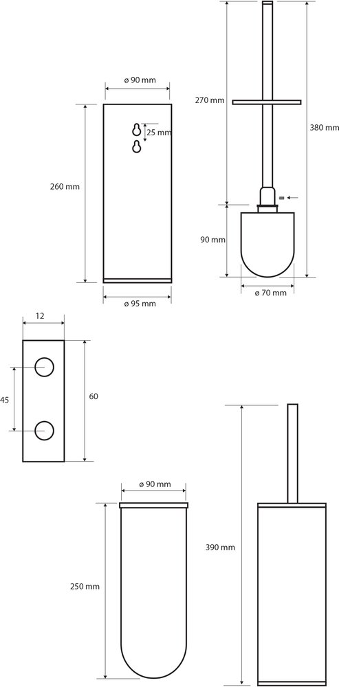 Туалетная щетка с держателем Bemeta Dark 102313060 Чёрный