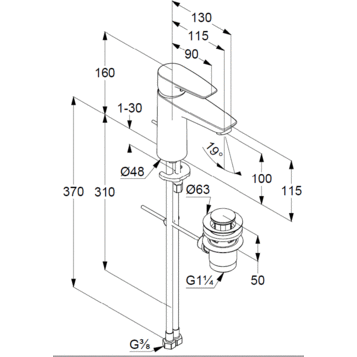 Смеситель для раковины Kludi Pure&Solid 342900575 хром
