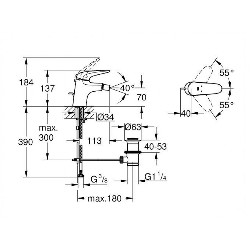 Смеситель для биде Grohe Eurostyle 23720003 хром