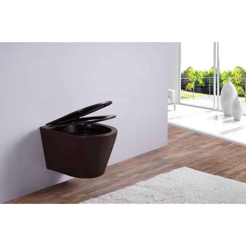 Унитаз подвесной Esbano CLAVEL коричневый матовый, с сиденьем микролифт