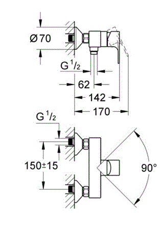 Смеситель для душа Grohe Vigour Clivia 75143026 хром